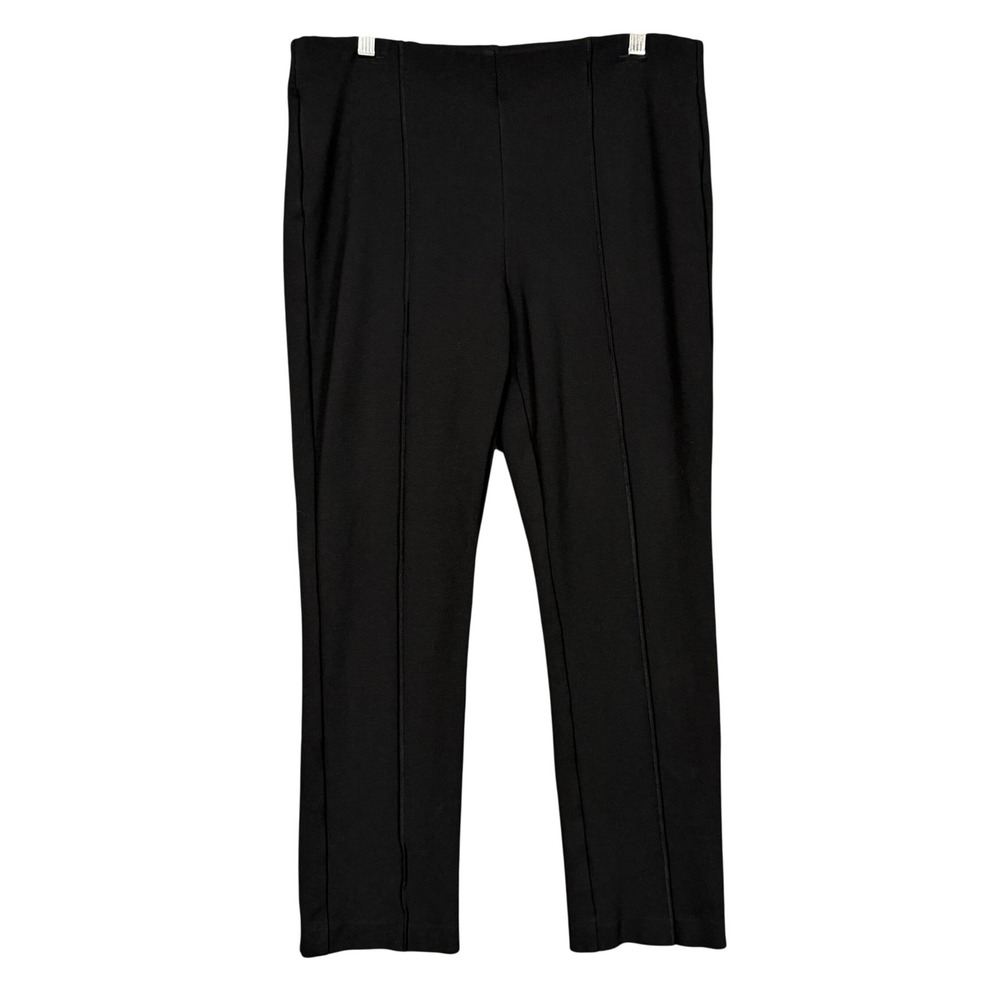Chicos‎ Pants 2P Womens 12P Black Pull On Ponte Front Seam Straight Leg Stretch